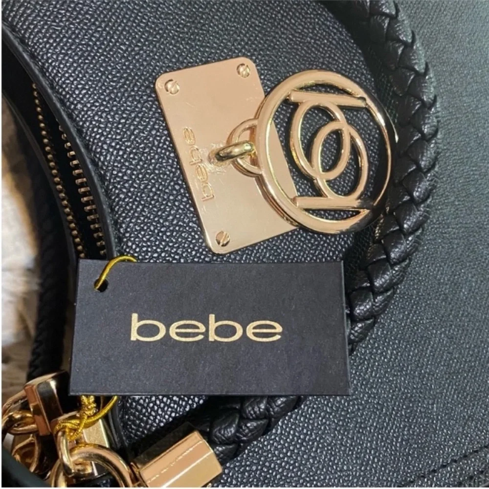 bebe Kate Mini Shopper Convertible Crossbody Handbag removable strap black NWT